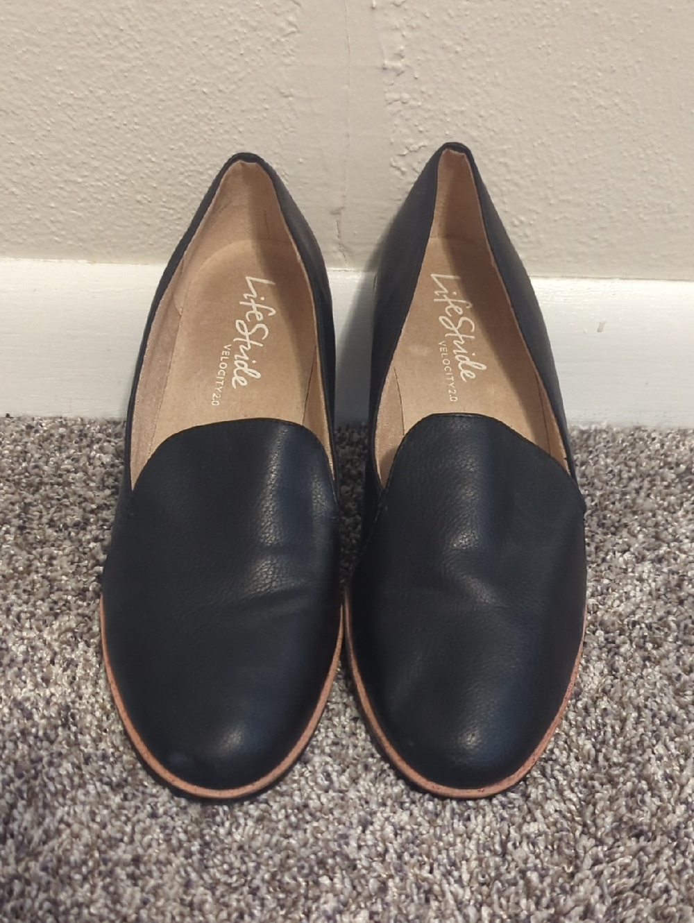 Life Stride Black Leather-Look Slip On Loafers